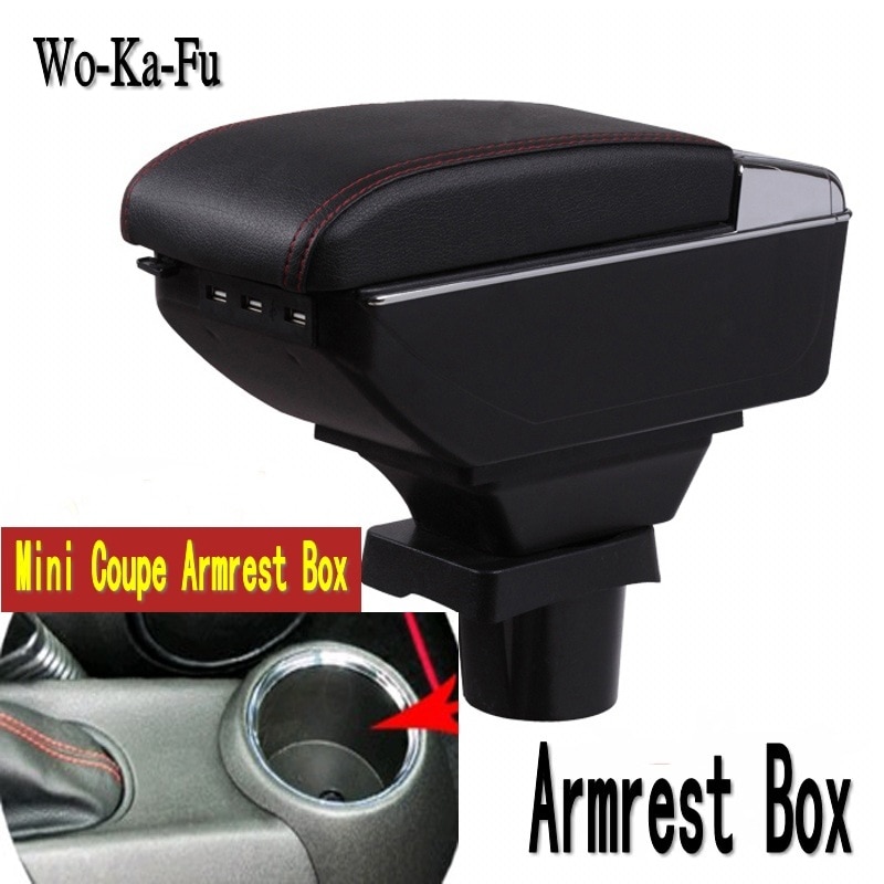 Arm Rest Für Mini R56 Coupe Armlehne Kasten Center konsole zentralen Speicher inhalt tasse Halfter aschenbecher innen Mini R50 Lukas II Gen