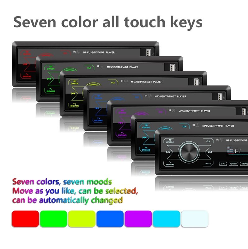 12V Car Radio Audio USB AUX FM Bluetooth 7 Colors Auto Stereo USB MP3 Multimedia Player