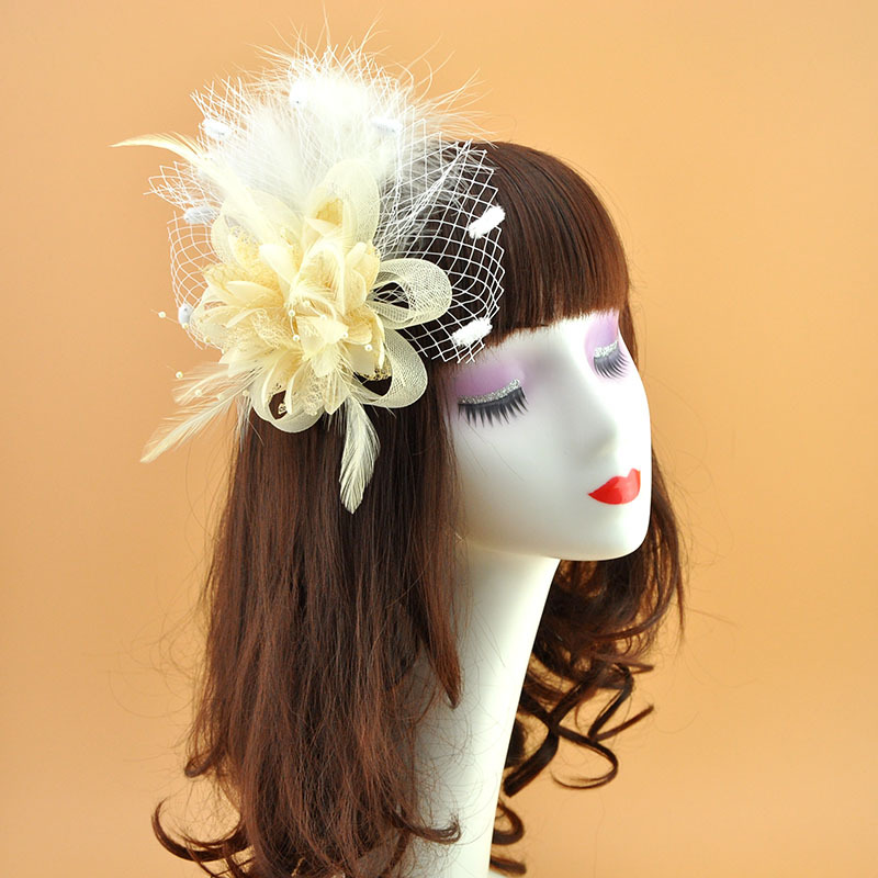 Mode Mesh Fascinators Hoed Vrouwen Wedding Cocktail Thee Party Solid Bloem Veer Tovenaar Hoofddeksels Bruids Haaraccessoires