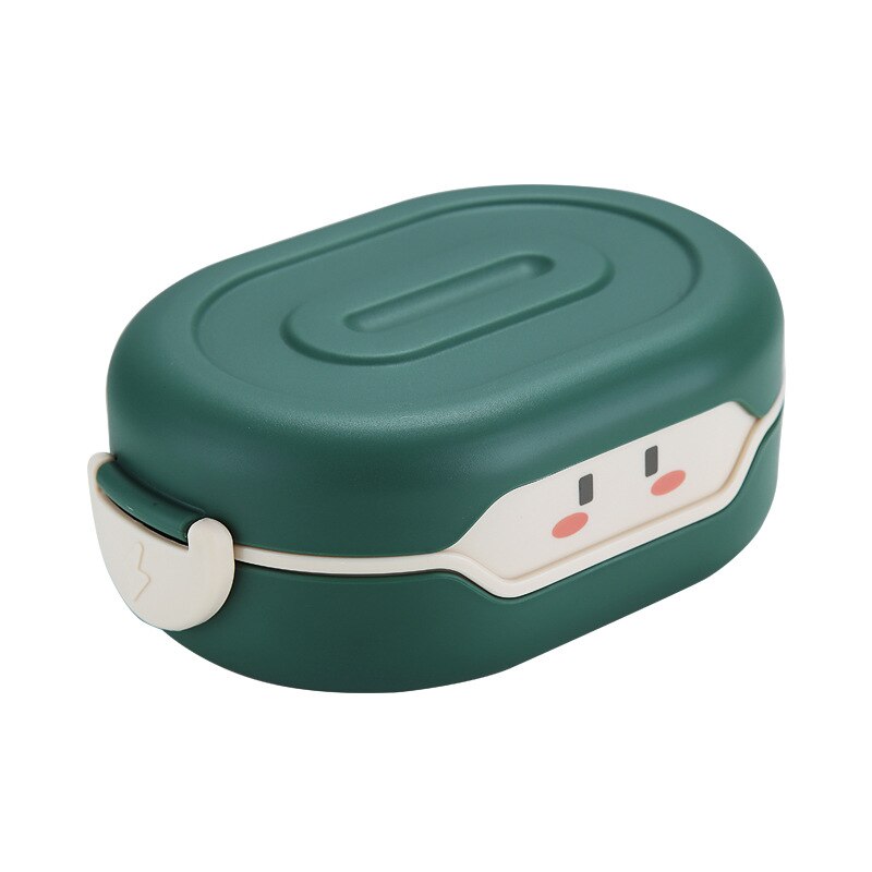 780ml Cartoon Healthy Plastic Lunch Box Cute Kids Bento Box Student Microwave Food Container: green