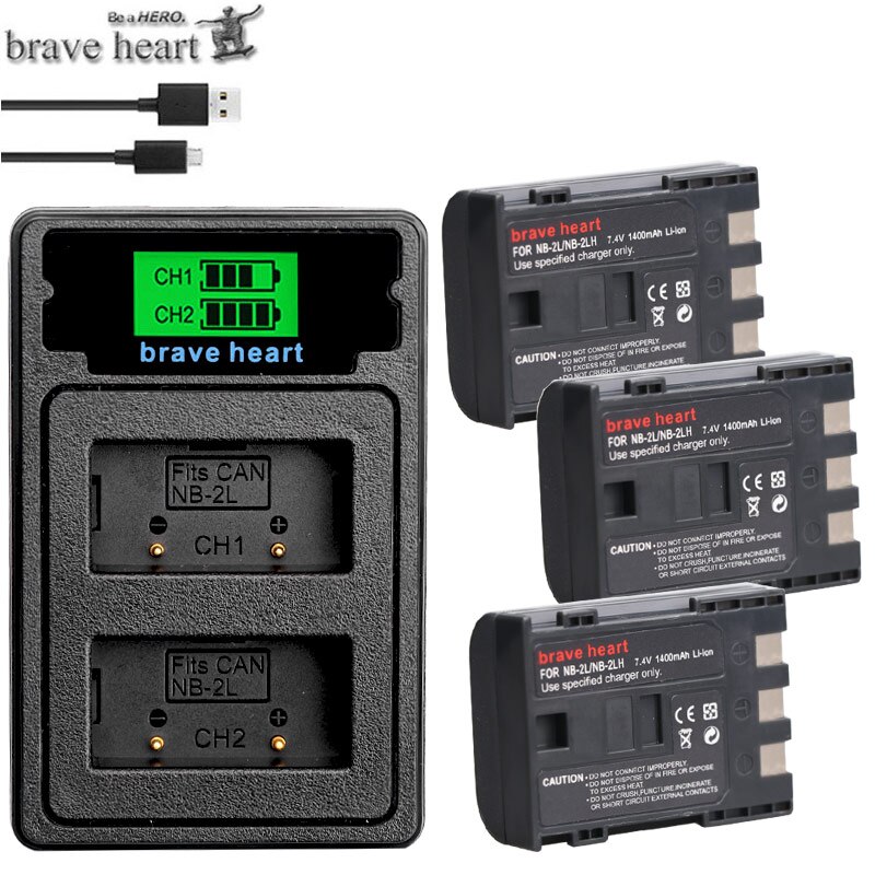 bateria NB-2L NB 2L NB2L NB-2LH NB 2LH NB 2LH NB2LH Battery for Canon 350D 400D G7 G9 S30 S40 z1 Kiss N X Rebel XT XTi: charger and 3battery