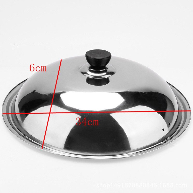 Matlagning wok panna lock rostfritt stål universal pannlock synligt bytt lock stek wok gryta bra halvcirkel wok lock: 34cm