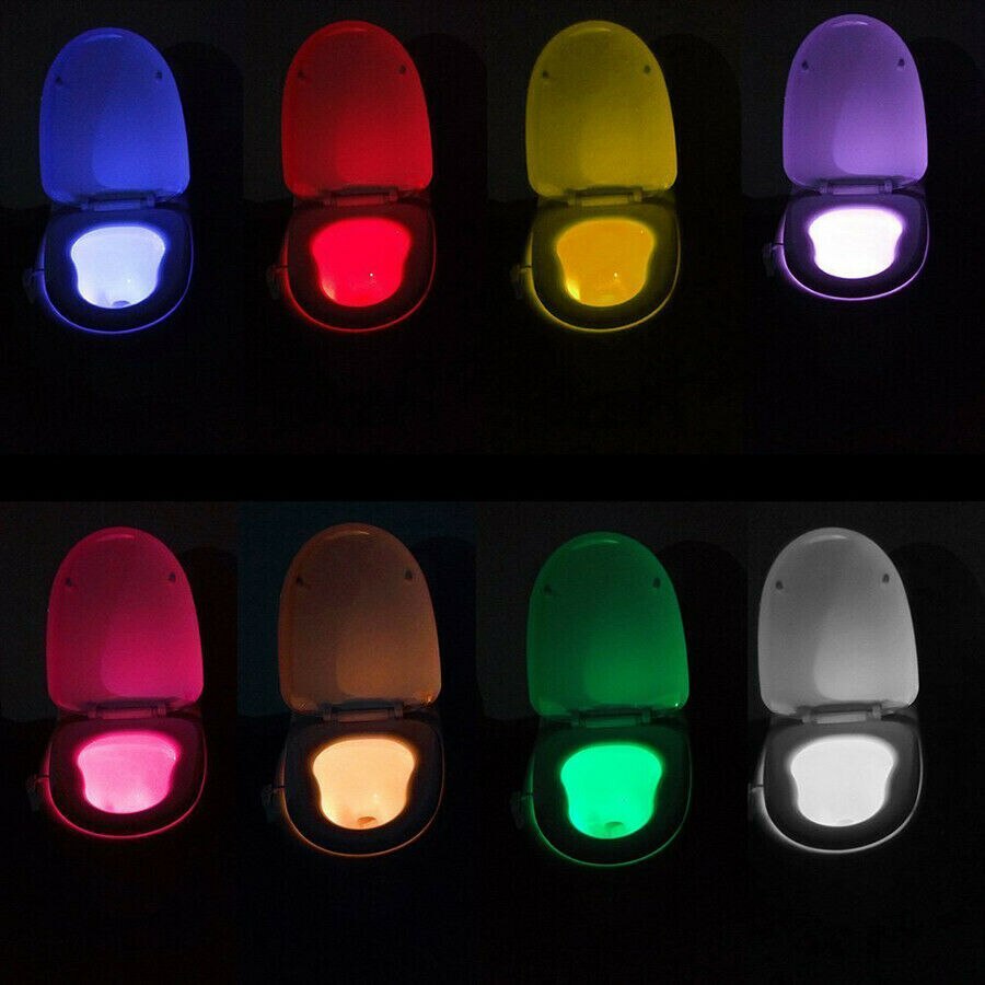 8 farve auto skiftende ledet toilet skål lys bevægelsessensor toiletsæde lys potte lampe piedestal til børn badeværelse nat sikkerhed: Default Title