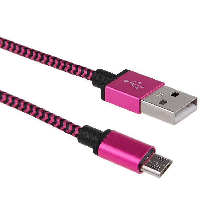 20 cm 1 m 2 3m Micro USB Cabo Curto USB Sincronização de Carregamento Rápido Nylon Cabo de Dados Do Telefone Móvel Android adaptador de Cabo do Carregador para Samsung: ROXO / 20cm