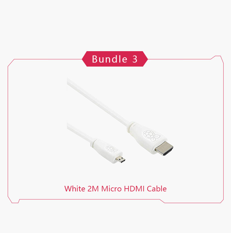 Officiële Raspberry Pi 4, 5 Micro HDMI naar standaard HDMI (A/M) 1 m en 2 m kabel: Bundel 3