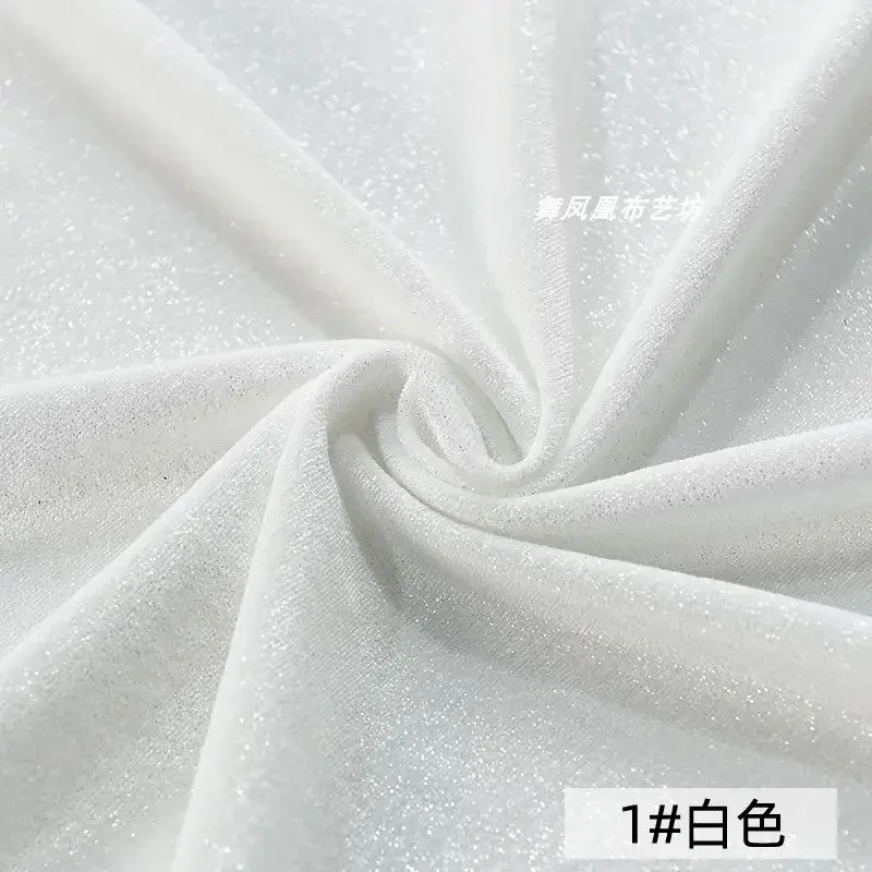4 Sides Stretch Shiny Velour Fabric By The Meter for Dress Clothes Decoration Sewing Sequins Velvet Cloth Soft Smooth Blue Black: camel