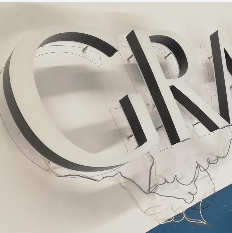 Wall mounted front and back lit acrylic signage waterproof face and halo lit light for party