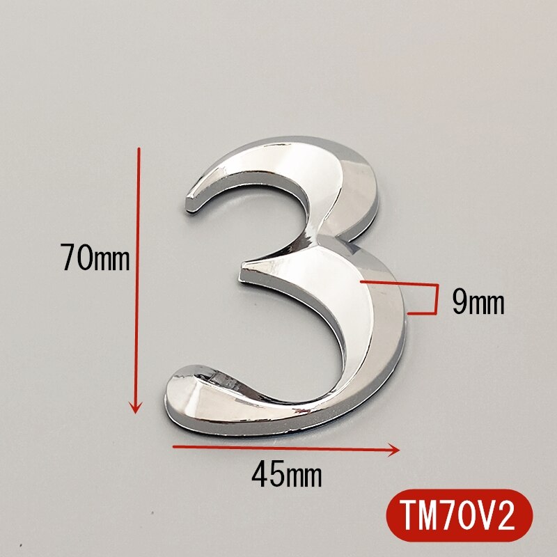 7CM Self Adhesive 3D Number Stickers Room House Number Plate Sign for Home Apartment Cabinet Table Mailbox Outdoor Door Numbers: 3
