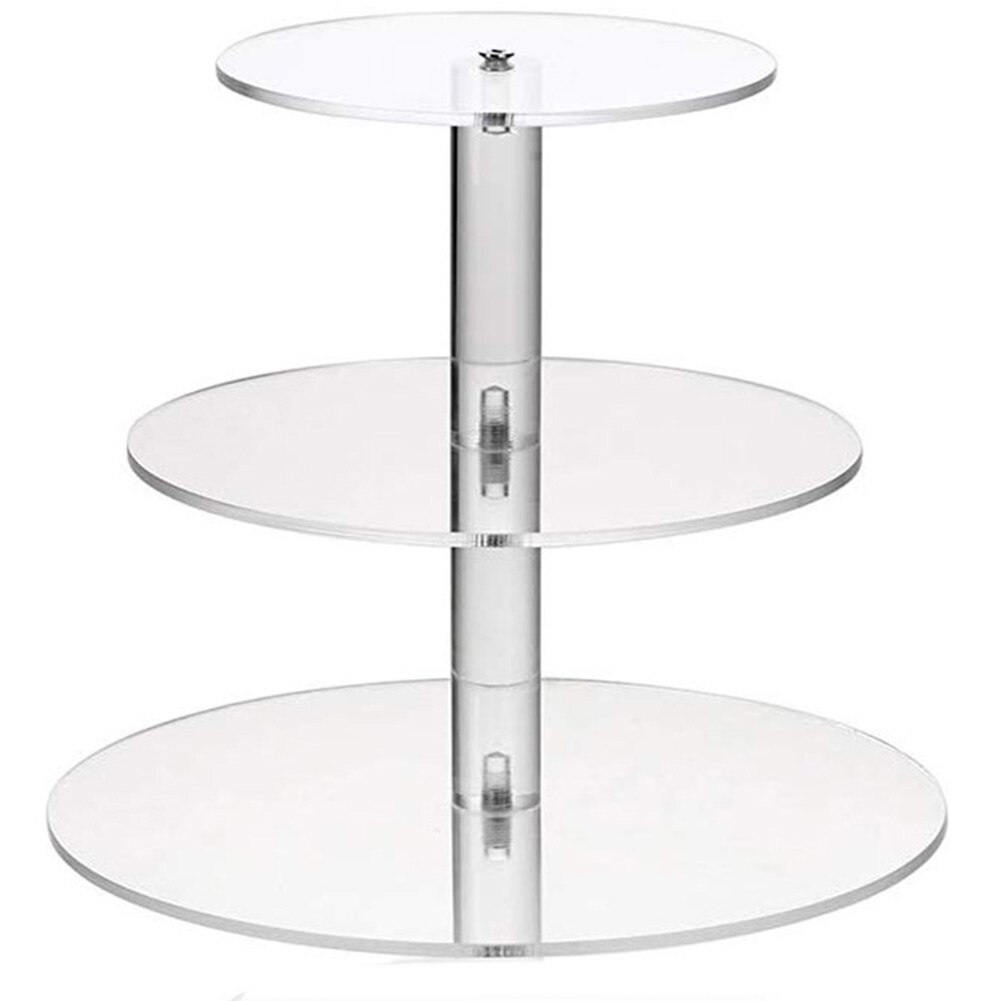 Transparent Round Acrylic 3/4 Tier Cake Holder Party Cupcake Display Stand Rack Glass Cake Stand Macaron Display Stand: 3 Layer