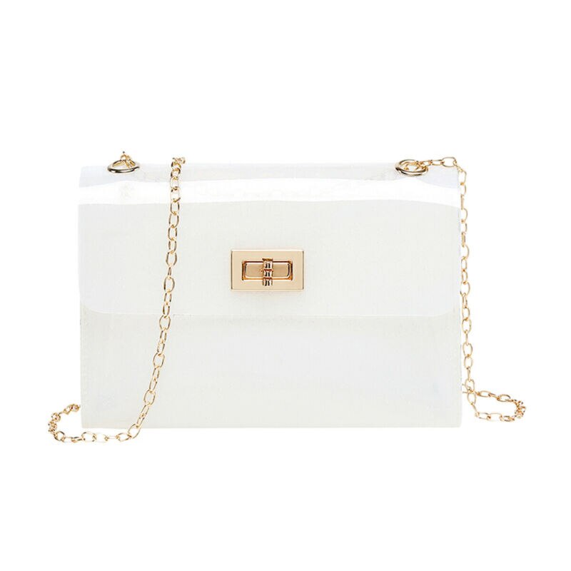 Vrouwen snoepkleurige transparante pvc doorzichtige crossbody jelly bag handtas schoudertas portemonnee zwart wit tas