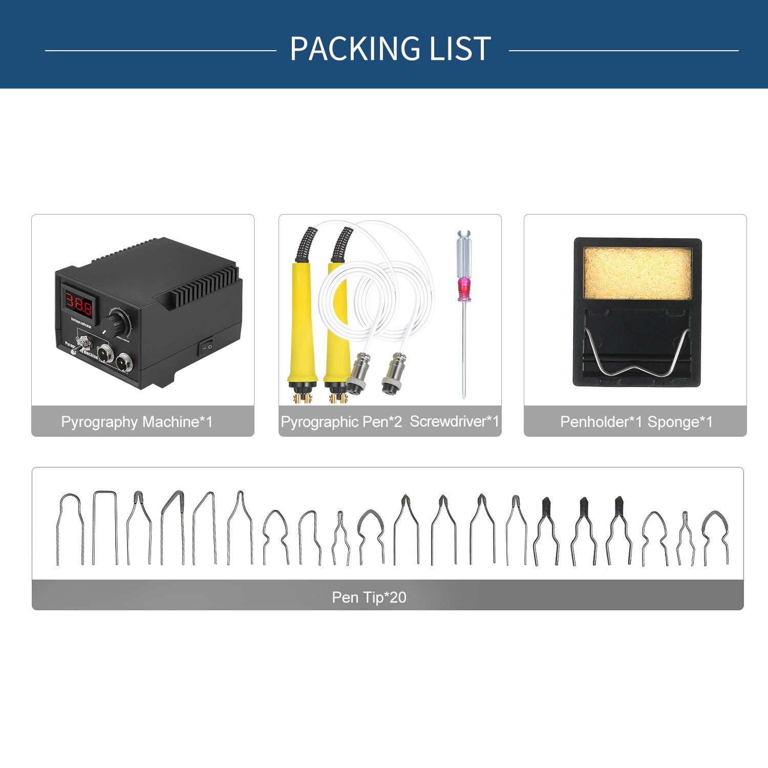 29PCS Woodburner Wood Burning Tool Kit Adjustable 0℃-800℃ Digital Display Woodburning Machine Set Electric Pyrography Machine