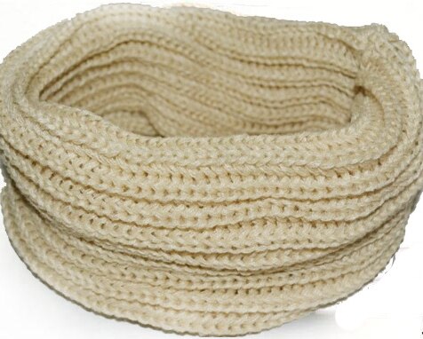 YSDNCHI Winter Ring Knitting Unisex Wool Neck Warmer Winter Scarves Women Pure Color Collar Keep Warm Elasticity Scarf: W082 Beige