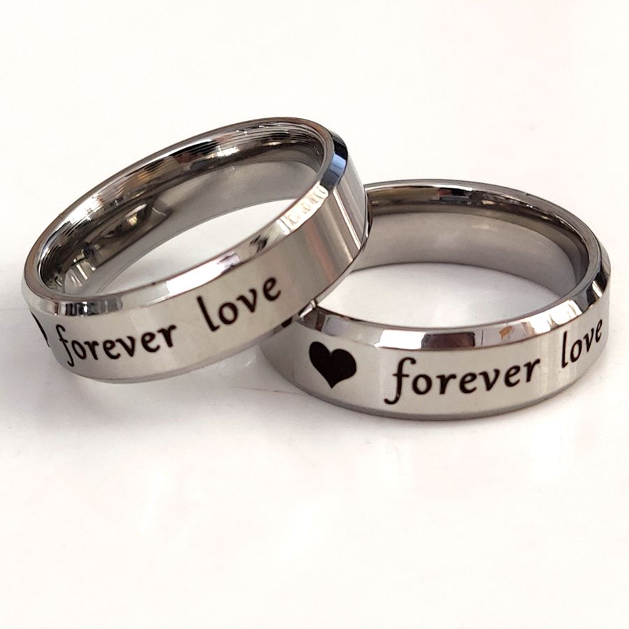 10pcs anello di fidanzamento per matrimonio in acciaio inossidabile per sempre amore acciaio inossidabile 316L 6mm anelli d'argento coppie gioielli Unisex