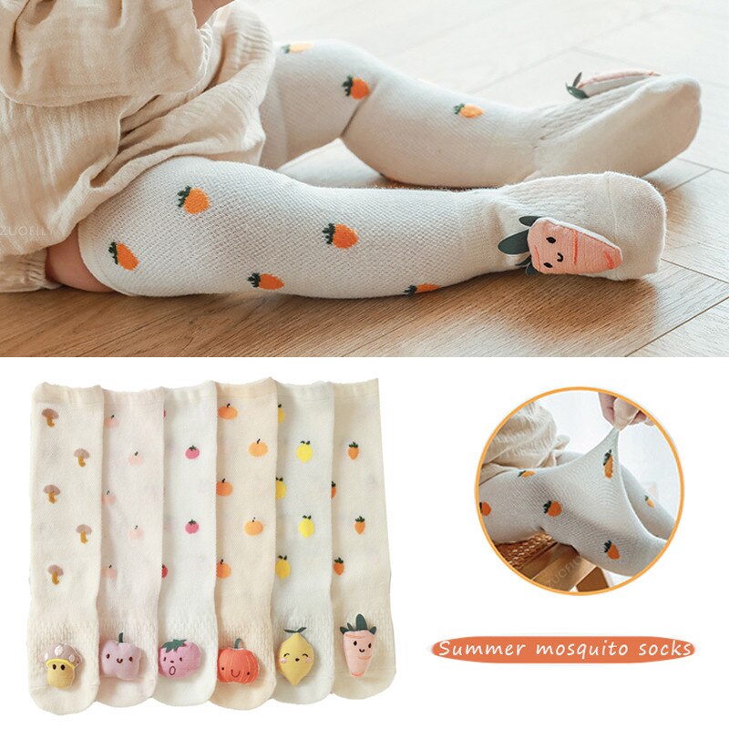 Lente Zomer Baby Dunne Mesh Lange Sokken Leuke Cartoon Pasgeboren Meisjes Jongens Katoen Knie Hoge Kids Sok Zuigeling Mug socken