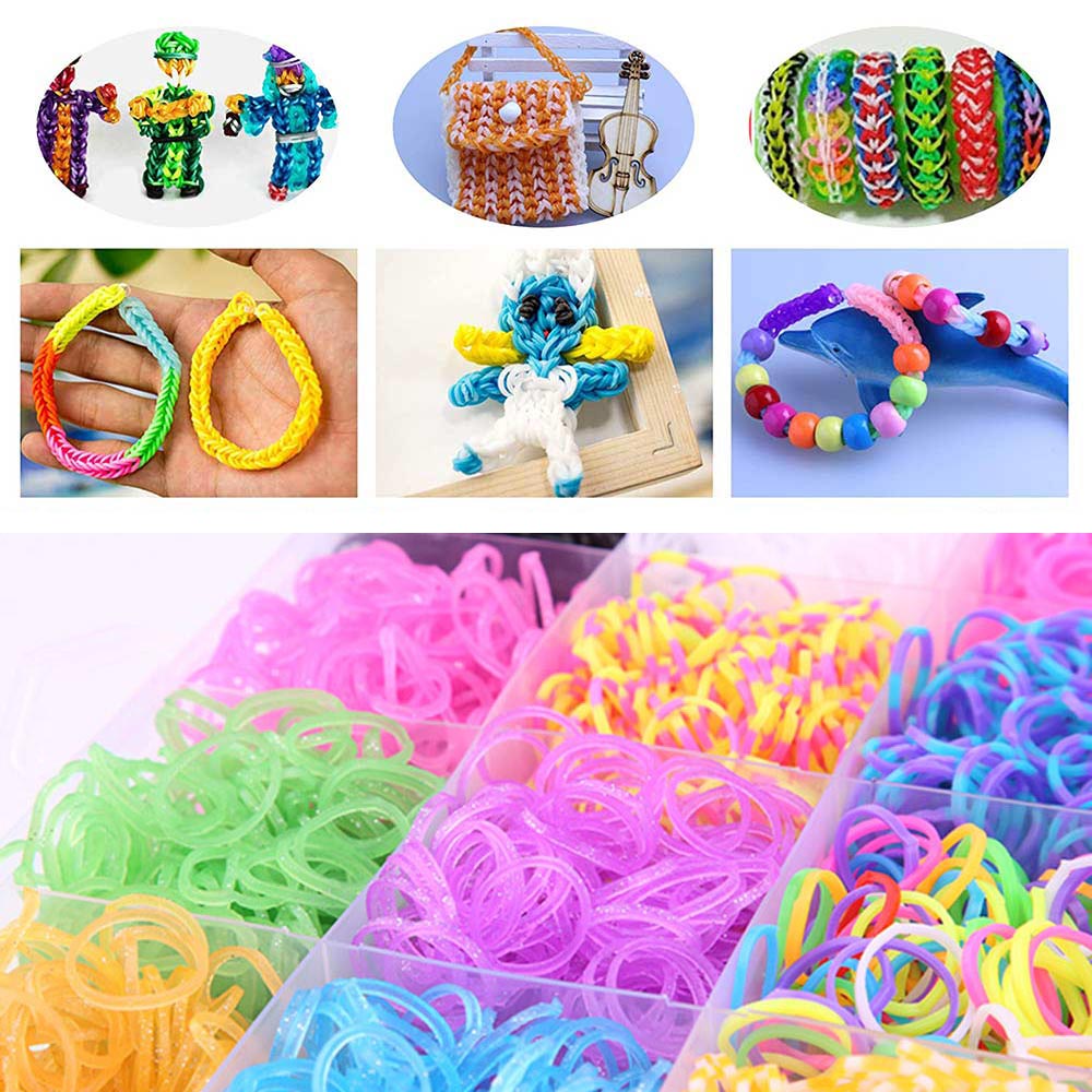 10000pcs Loom Bands Kits Rubber Bands Loom DIY Weave Box Elastic Bracelet Handicraft Kit DIY Color Rubber Girl Toy