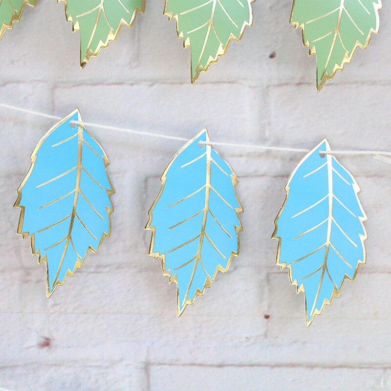 1Set Leaves Paper Flag Banner&amp;Flags Garland Floral Bunting Banners DIY Kids Birthday/Wedding Event Party Decoration Supplies: Blue