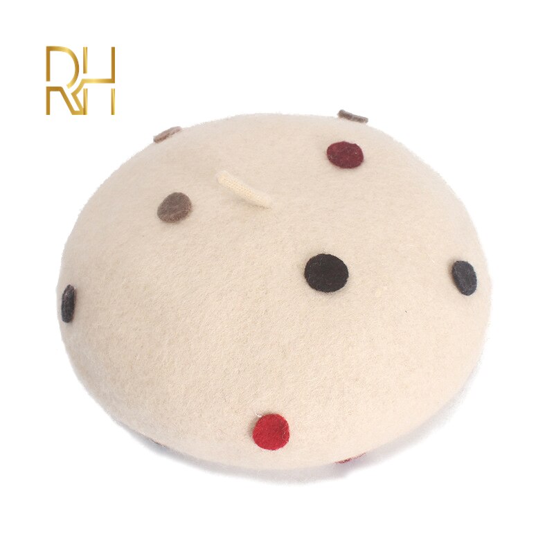 Vrouwen Mode Wol Winter Baret Vintage Polka Dot Britse Stijl Platte Schilder Cap Meisje Vilt Baretten Rh: beige