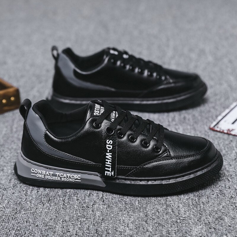 Jplvxz 20 sportskor herrsportskor små vita skor stort märke samma stil fritidsskor herr matchande studentskor: Svart / 43