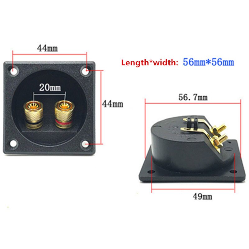 Terminal de caja de altavoz de 2 vías HIFI estéreo para coche, Conector de copa de resorte cuadrado redondo, poste de encuadernación, Subwoofer, enchufe y conector, 1 ud.