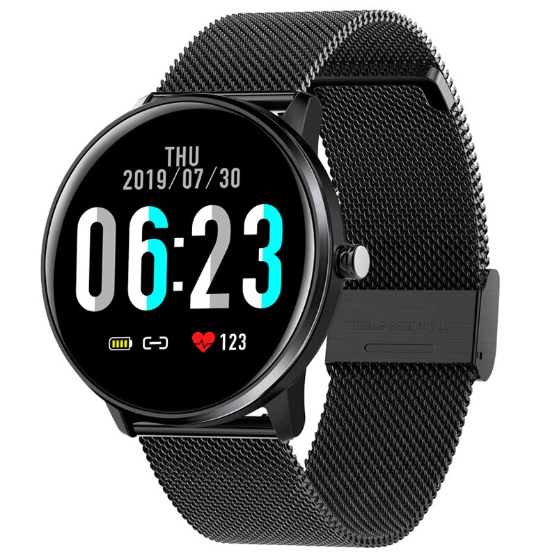 Smart Watch Full Screen Touch Smart Watch Waterproof IP68 Bracelet Sport Fitness Sleep Monitor Smart Watch For Android iOS: Black Steel