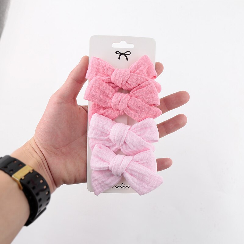 Pinzas para el pelo para niña, ganchos de algodón para bebé, accesorios bohemios, horquilla bonita para niña, 4 unids/set por juego