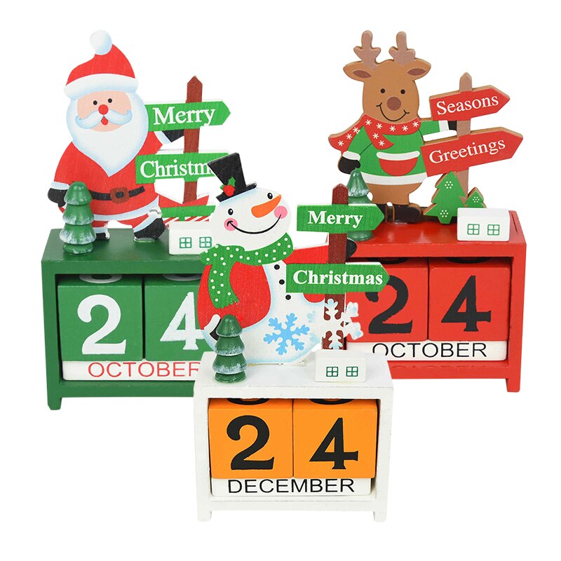 Lovely Wooden Christmas Advent Calendars Home Christmas Party Decoration Ornaments Children's Year Santa Claus Decor
