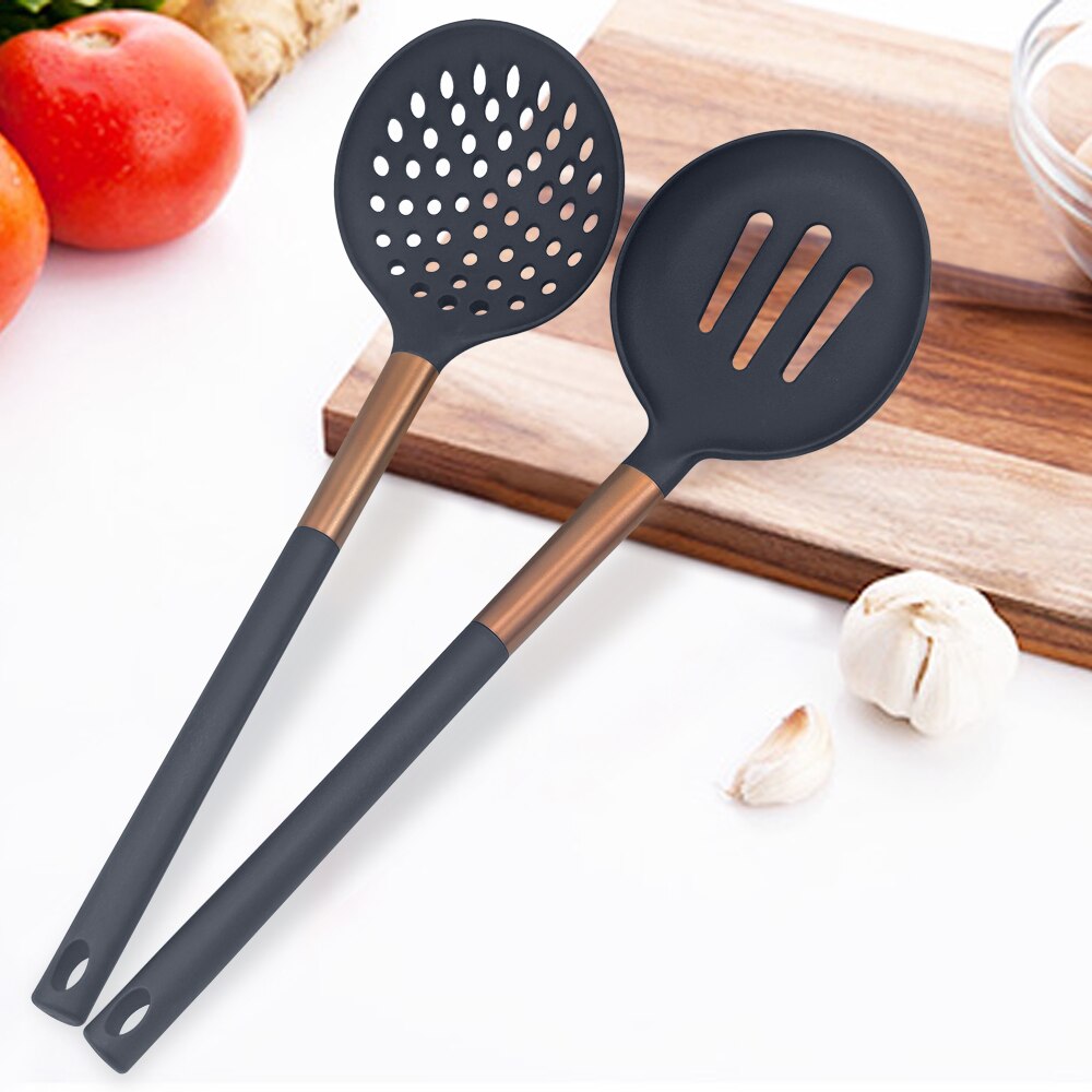 Kitchen Utensils Set 10 Pieces Non-stick Nylon Cooking Utensils Kitchen Tools Set with Heat Resistant Handle, Black