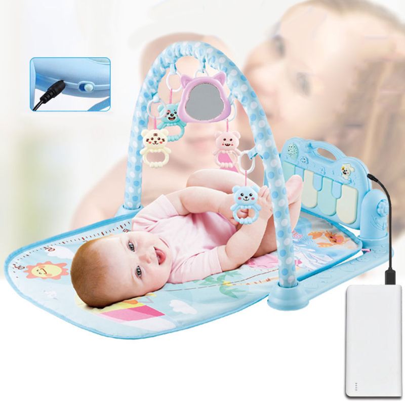 3 In 1 Baby Fitness Frame Pompoen Muur Speelkleed Baby Gym Speelgoed Zachte Verlichting Rammelaars Piano Musical Educatief Speelgoed