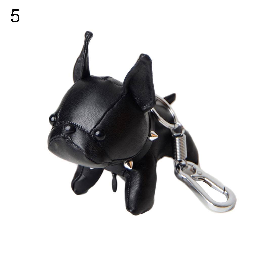 Mini Bulldog Puppy Keychains Faux Leather Doll Key Rings Hanging Pendant Key Holder Charm Bags Decor Car Trinket Punk Chaveiros: 5