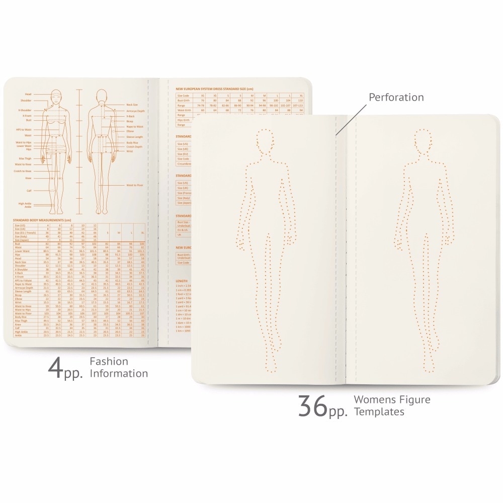 Womens Mini Sketch Book Body Templates 20 Sheets Paper