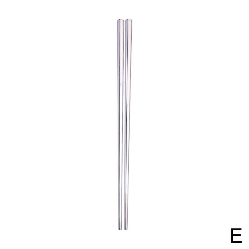 2pcs Steel Chinese Chopsticks Non-slip Reusable Metal Chopstick for Sushi Hashi Food Sticks Tableware Kitchen Tools: One-size-silver