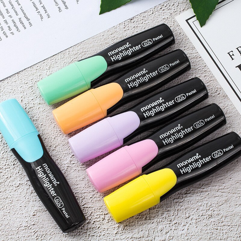 Monami 604 Pastel Color Highlighter Pen Mild Colors Marker Liner Highlighting Drawing Painting Office School Supplies A6088