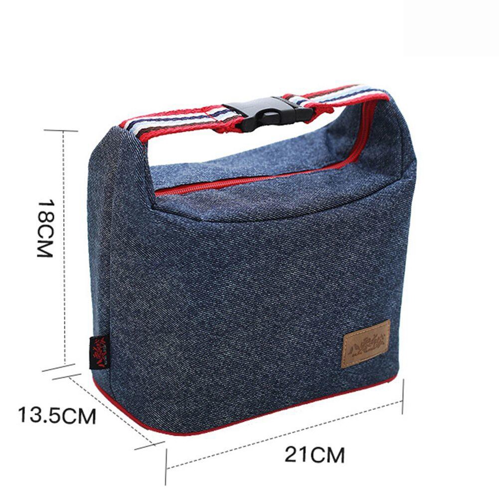 Portable Tote Heat Insulated Lunch Storage Cooler Food Box Denim Thermal Bag Portable Heat-insulated Cooler Lunch Box Tote: 2