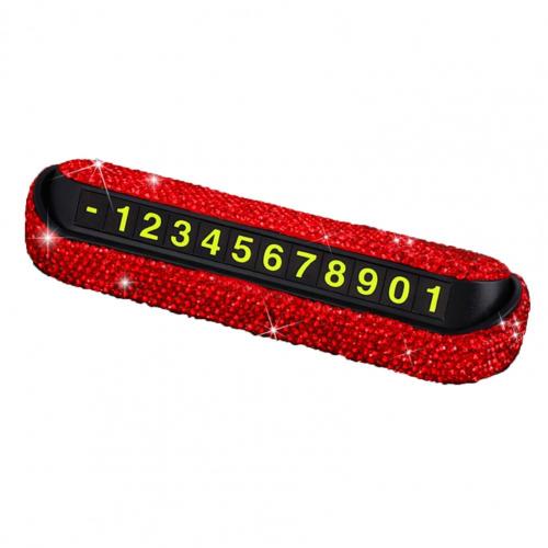 Tarjeta de número de teléfono, accesorio oculto, compacto, resistente al sol, con diamantes de imitación, para de negocios: Rojo