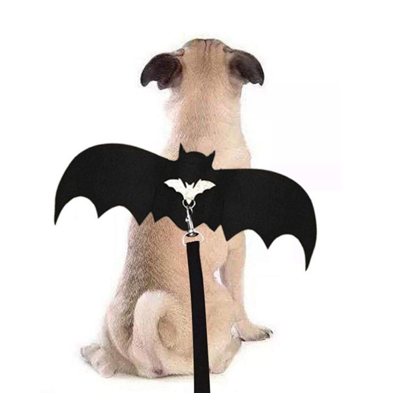 Halloween kæledyr hunde kostumer flag vinger sort sød fancy kjole op halloween kæledyr hund kat kostume med snor