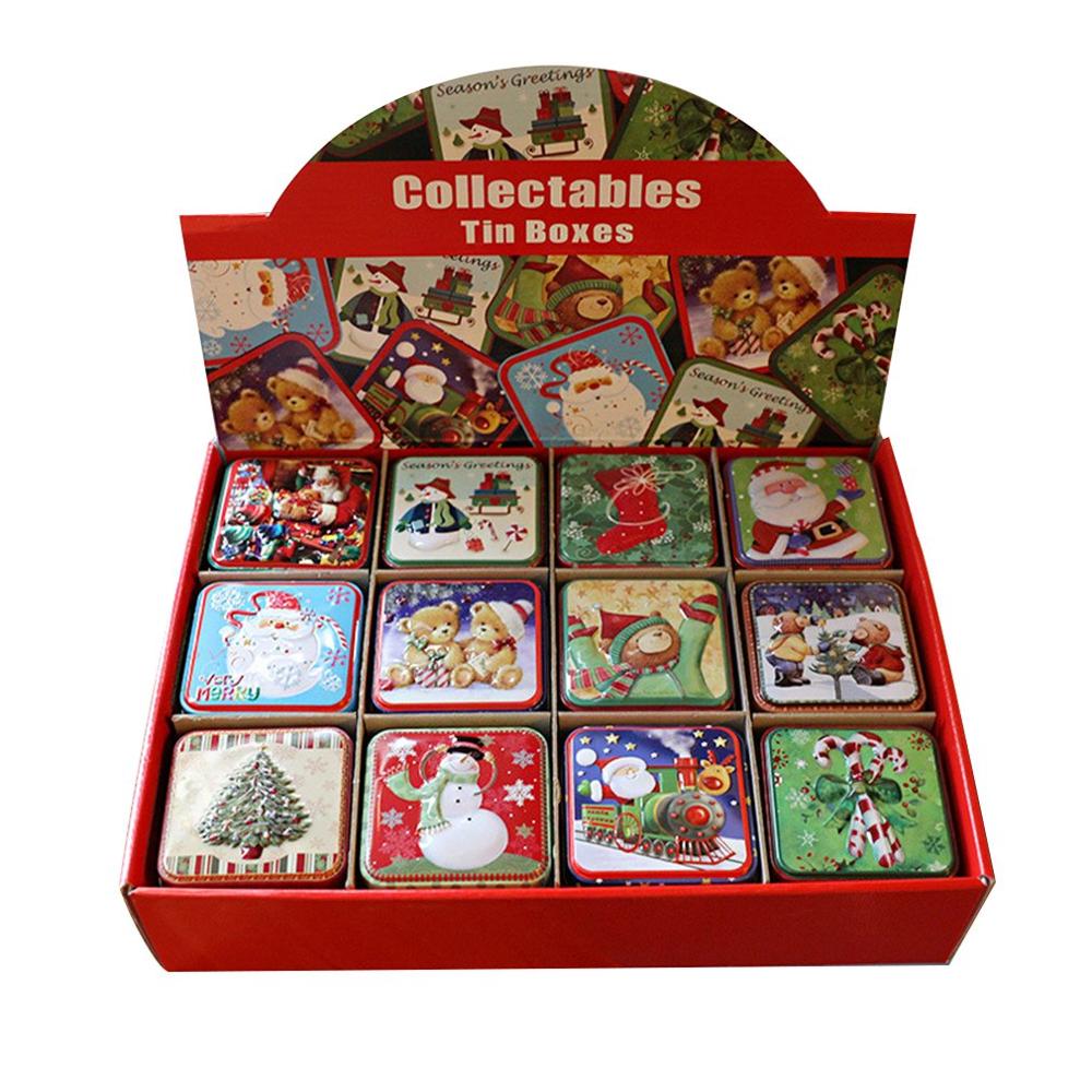Christmas Small Square Box Tin Box Packaging Box Baking Biscuit Box Tin Sugar Box Christmas Box