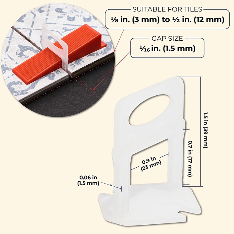 Tegel Leveling Systeem Diy Tegels Leveler Spacer Omvat 100 Stuks Leveling Spacer Clips En 100 Stuks Herbruikbare Wiggen