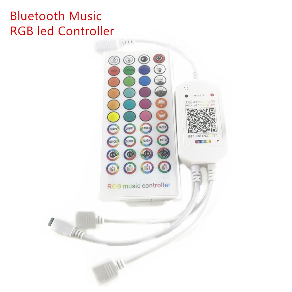 Bluetooth Music RGB led Controller Dual Signal Sound Sensor with IR 40key For 5050 3528 LED RGB Strip Light IOS/Android DC5V-24V: 40key controler
