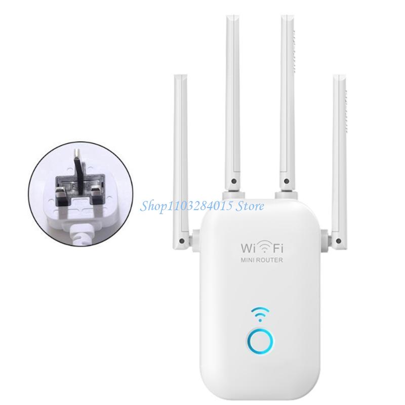 R6FF High-power WiFi Extender 1200Mbps Wireless Repeater Dual Band Expander Full Coverage Extend: black / UK Plug