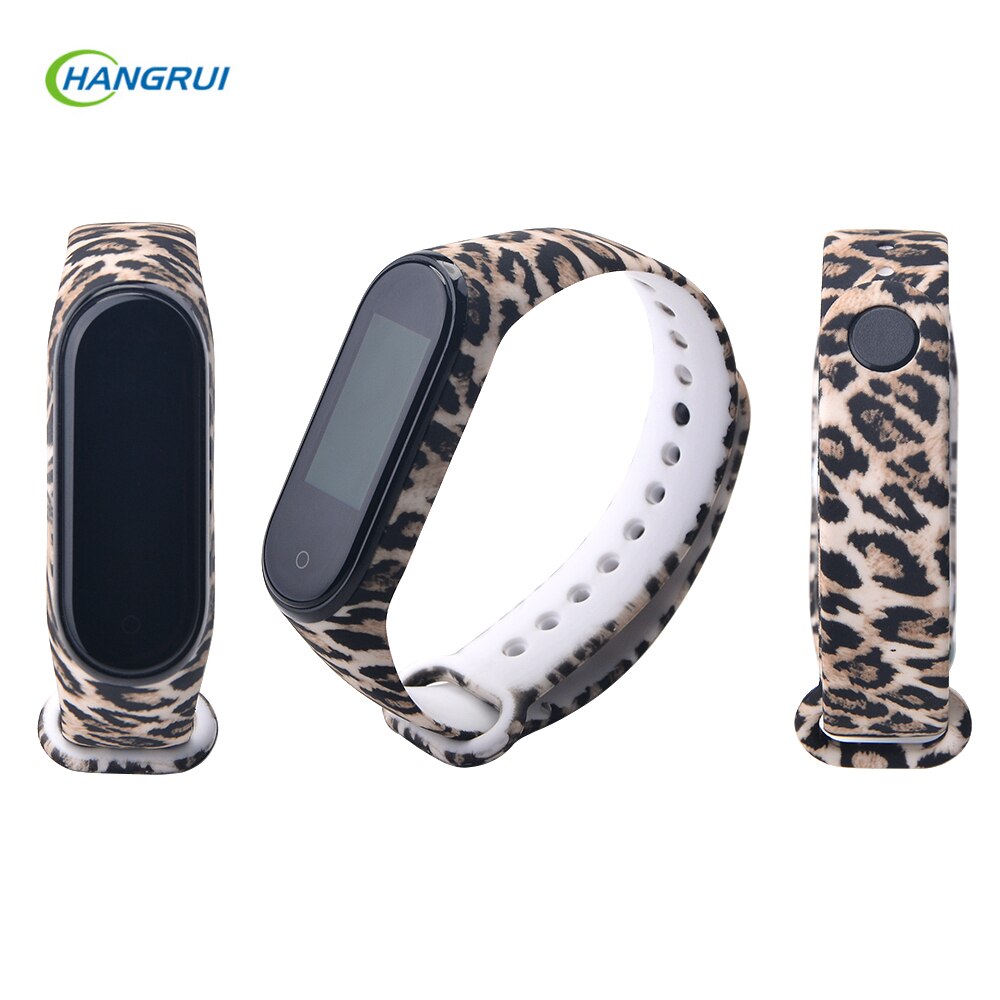 Per Mi band 4 3 cinturino da polso in silicone con stampa cinturino per xiaomi mi band 3 cinturino mimetico di ricambio per cinturino Mi band 4 3: Leopard