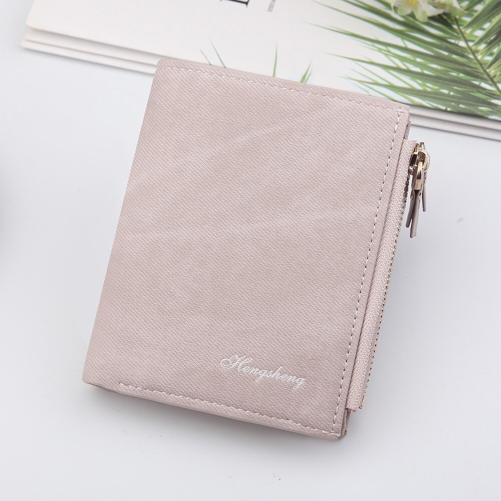 Haut tendance petit portefeuille PU sac à main en cuir mat court femme porte-monnaie fermeture éclair pochette porte-monnaie carte de crédit
