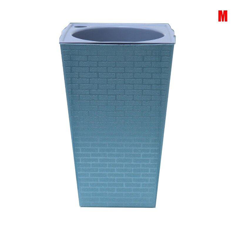 Brique motif Pot de fleurs Imitation métal plastique Pot de fleur carré et grand Type pour jardinage plantes en Pot DTT88: Silver / Grand