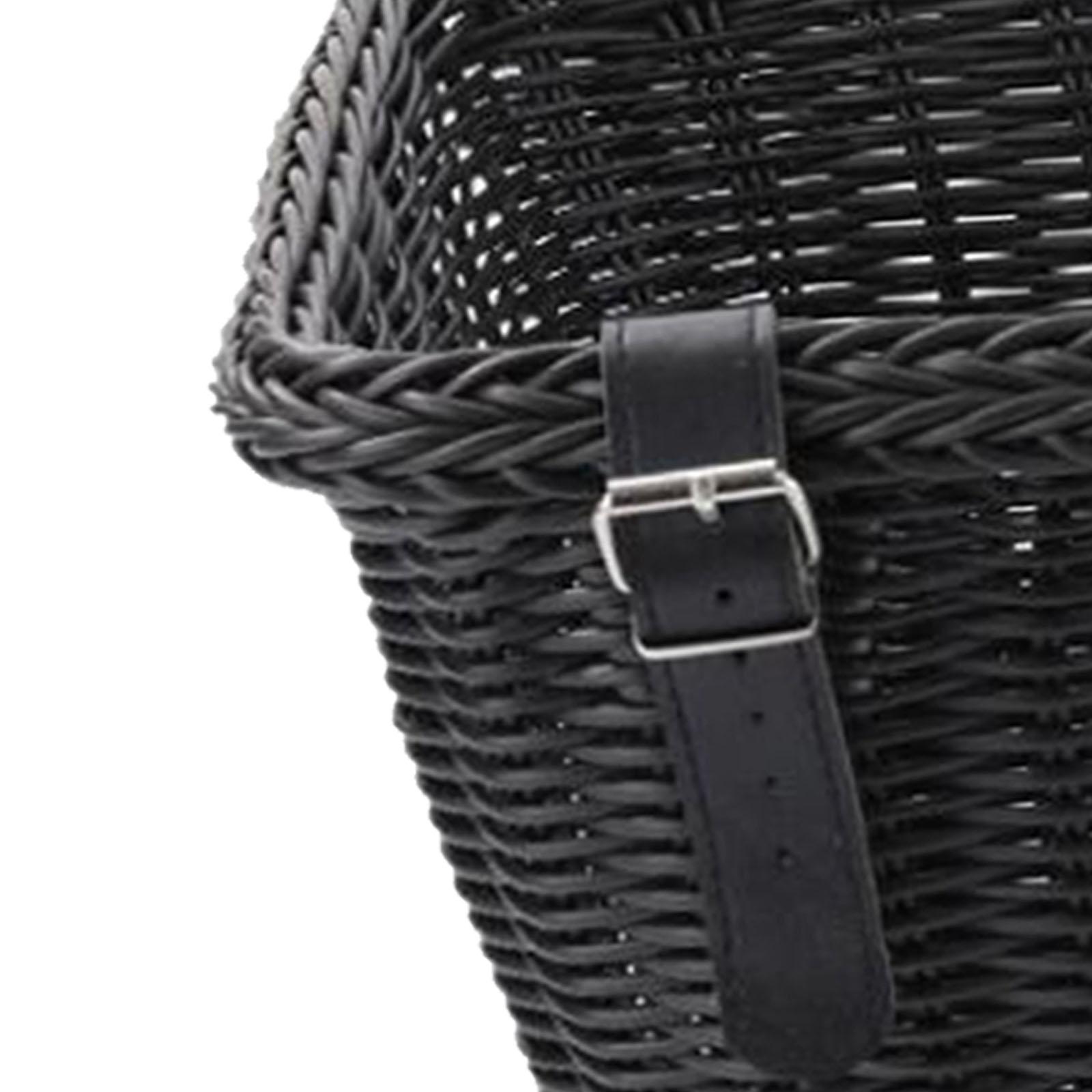Bike Basket Tricycle Basket with Straps Portable Woven Basket Sundries Container Bicycle Front Handlebar Basket for Riding