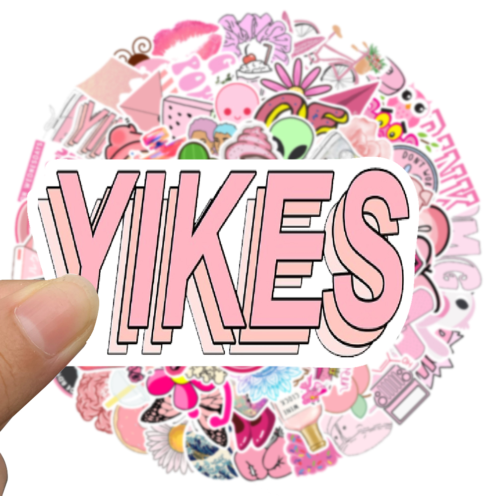 50/100 st söta tecknade rosa serier färska klistermärken för bagage gitarr telefon vattenflaska vinyl vattentät graffiti laptop dekal