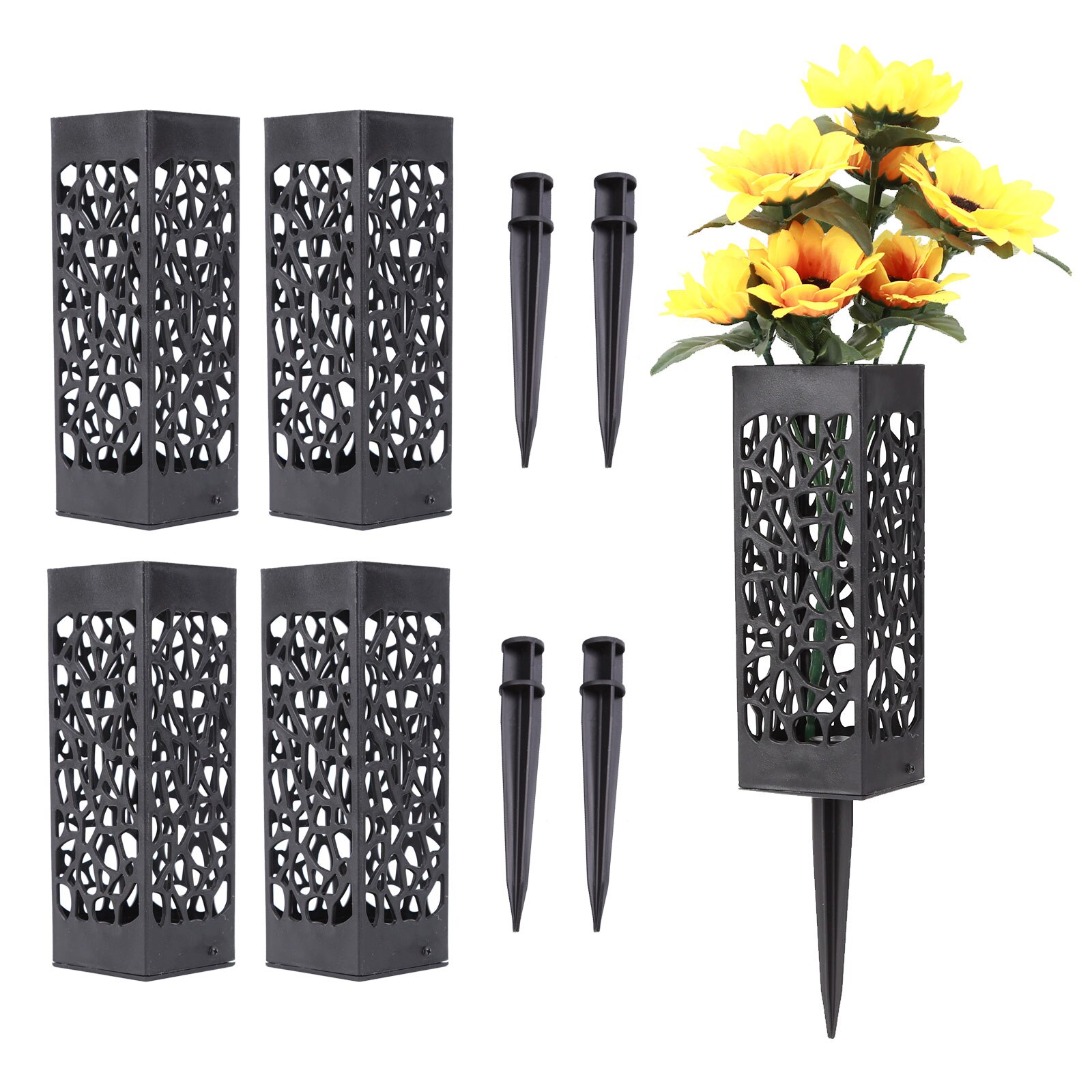 Memorial Cemetery Grave Vase Plastic Hollow Flower Hold Floral Holder Graves Decorations with Spikes Graveyard Conical: 4