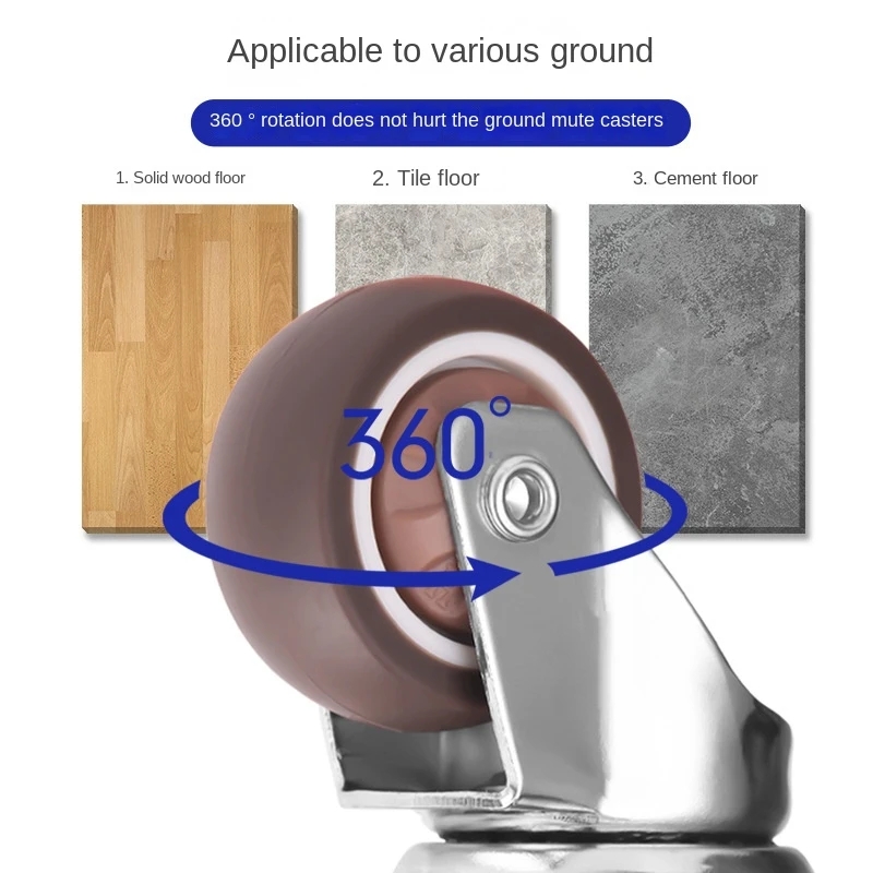 4 stuks meubelwielen zwaar universeel mute-wiel 360 ° Draaibare rubberen rol voor platformwagenstoel huishoudelijke accessoires