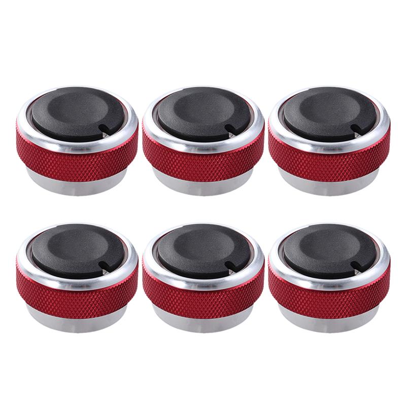 6pcs Air Conditioning AC Knob Fit Car Air Conditioning Heat Control Switch Knob For AC Knob Auto accessories A30: Red