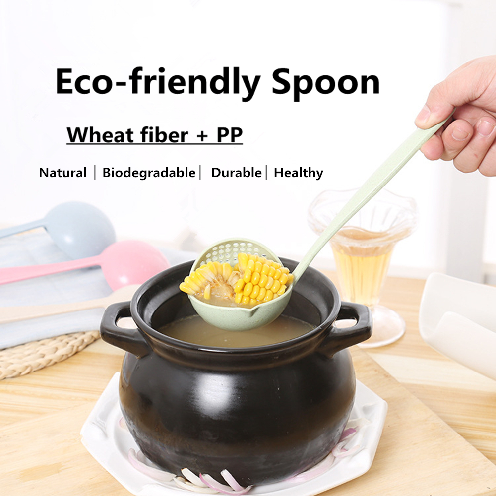 2 in 1 Lange Griff Suppe Löffel Hause Sieb Kochen Sieb Küche Scoop Kunststoff Pfannen Geschirr