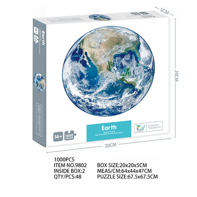 Runde Puzzle Mond/Erde Puzzle 1000 Stück Erwachsene freundlicher Puzzle Puzzle Spielzeug Herausforderung Spiel freundlicher Pädagogisches Spielzeug: 9802