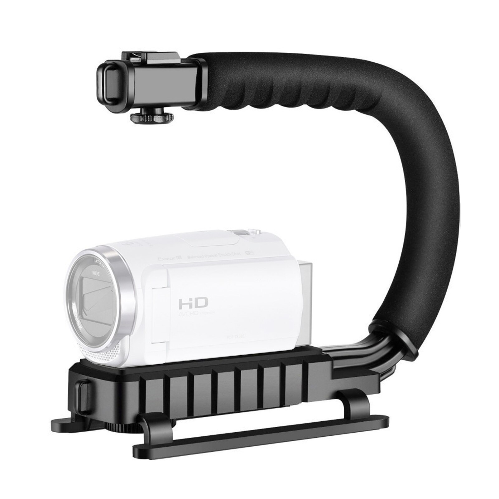 U-Grip Camcorder Stabilizer Handle DSLR Handheld Gimbal C-Shape Video Stabilizer with Flash Shoe Mount for Smartphone Camera